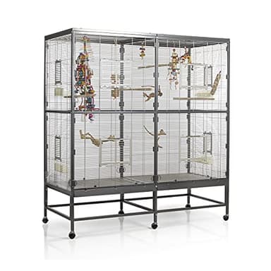 Montana Cages | Vogelvoliere Casa 150 | Antik-Platinum | Voliere für Wellensittiche, Nymphensittiche & Co.