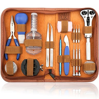 H&S Uhrenwerkzeug - 147-teiliges Uhrmacherwerkzeug Set – Mit Gehäuseöffner, zum Batteriewechsel & Armband kürzen – inkl. Stifte, Etui & Kit - Werkzeug - Uhrenwerkzeugset - Uhr Batteriewechsel Werkzeug